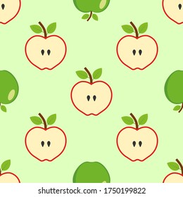 Seamless background of red and green apple. Vector illustration.
