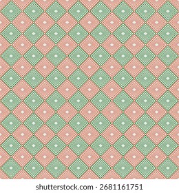 Fundo perfeito em tons vermelhos e verdes, grades sobrepostas, linhas quadradas, adequado para padrões de tecido, banners, papel de embrulho.