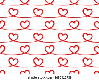 Seamless background with red hearts.