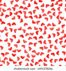 Seamless background with red hearts on white background. Vector illustration