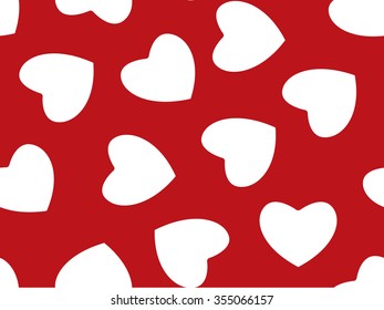 Seamless background of red hearts on white. Vector illustration