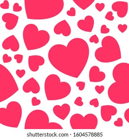 Seamless background with red hearts, simple vector design element