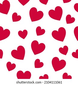 Seamless background of red hearts. Vector illustration