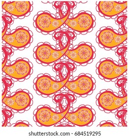 Seamless background red, orange turkish cucumber on white stock vector illustration