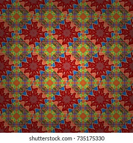 A seamless background. Red, orange and yellow texture. Wallpaper in the geometrical style. Abstract ornament. Graphic vector pattern.