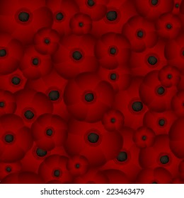 Seamless background of red poppies , vector illustration