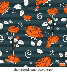 Seamless background with red roses