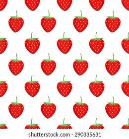 Seamless background with red strawberries. Cute vector strawberry pattern. Summer fruit illustration.