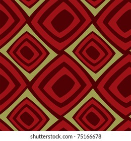 Seamless background from red stylized squares on a green background