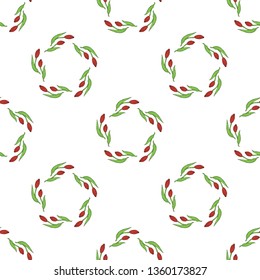 Seamless background with red tulips 3. Endless pattern with flowers on white background. Vector image. 