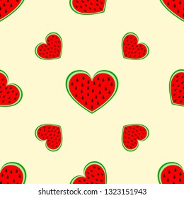 Seamless background with a red watermelon. Vector illustration. Abstract watermelons pattern