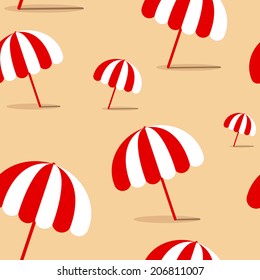 Seamless background with red and white parasols