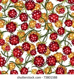 Seamless background with a red and yellow raspberry