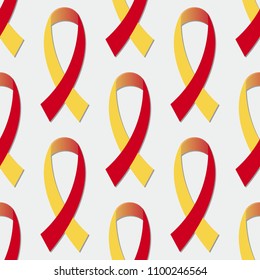 a seamless background of red-yellow ribbon that symbolizes hepatitis C