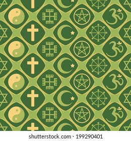 Seamless background with religious symbols