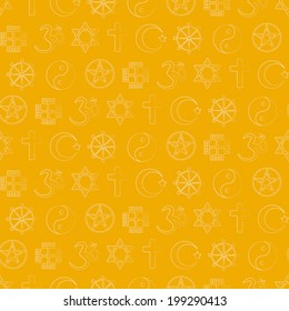 Seamless background with religious symbols