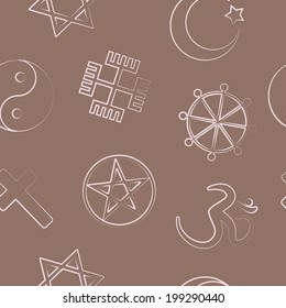Seamless background with religious symbols