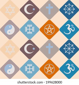 Seamless background with religious symbols