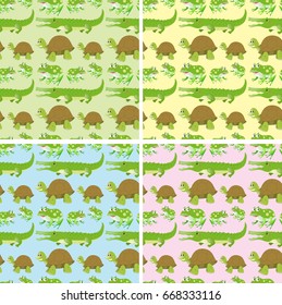 Seamless background with reptile animals illustration