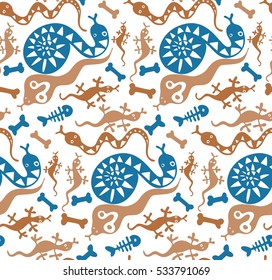 seamless background with reptiles