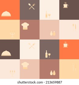 seamless background with restaurant symbols