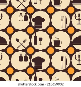 seamless background with restaurant symbols
