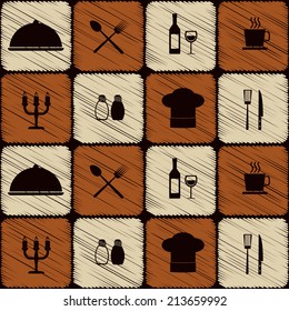 seamless background with restaurant symbols
