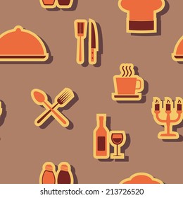 seamless background with restaurant symbols