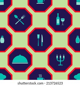 seamless background with restaurant symbols