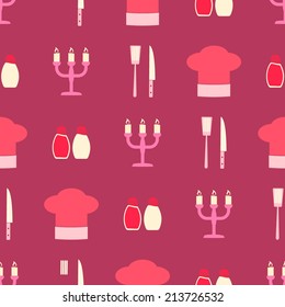seamless background with restaurant symbols