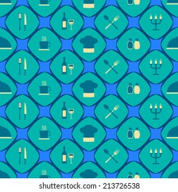 seamless background with restaurant symbols