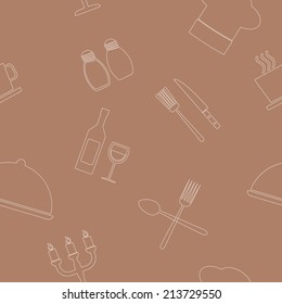 seamless background with restaurant symbols