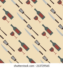 seamless background with restaurant symbols