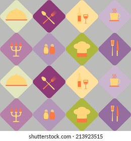 seamless background with restaurant symbols 