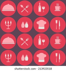 seamless background with restaurant symbols 