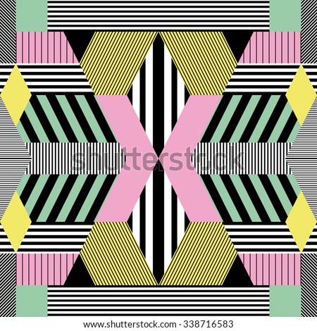 Seamless background in retro bauhaus style 2
