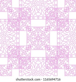 Seamless background.  Retro color background for fabric or paper. Abstract geometrical ethnic ornament with northern motifs. Vector texture.