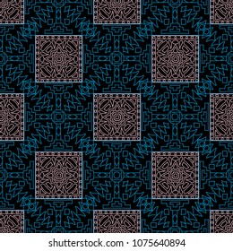 Seamless background.  Retro color background for paper or cover. Abstract geometrical ethnic ornament with northern motifs. Vector texture.