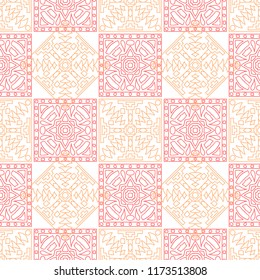 Seamless background.  Retro color background for paper or cover. Abstract geometrical ethnic ornament with northern motifs. Vector texture.