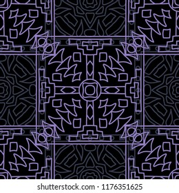 Seamless background.  Retro color background for paper or cover. Abstract geometrical ethnic ornament with northern motifs. Vector texture.