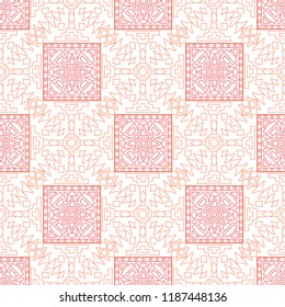 Seamless background.  Retro color background for paper or cover. Abstract geometrical ethnic ornament with northern motifs. Vector texture.