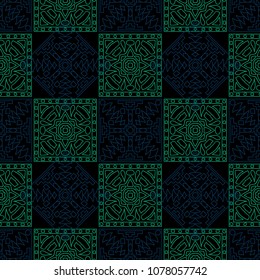 Seamless background.  Retro color pattern for wallpaper or cloth design. Abstract geometrical ethnic ornament with northern motifs. Vector texture.