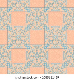 Seamless background.  Retro color pattern for fabric or paper. Abstract geometrical ethnic ornament with northern motifs. Vector texture.
