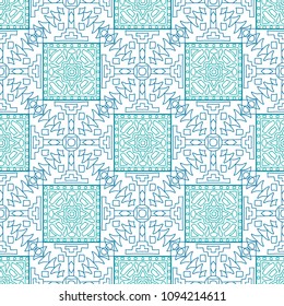 Seamless background.  Retro color pattern for fabric or paper. Abstract geometrical ethnic ornament with northern motifs. Vector texture.