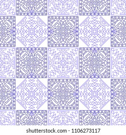 Seamless background.  Retro color pattern for fabric or paper. Abstract geometrical ethnic ornament with northern motifs. Vector texture.
