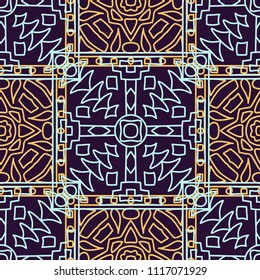 Seamless background.  Retro color pattern for wallpaper or cloth design. Abstract geometrical ethnic ornament with northern motifs. Vector texture.