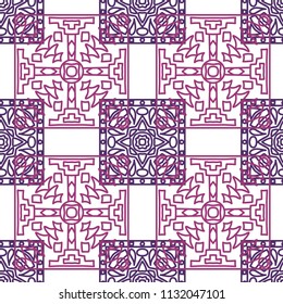 Seamless background.  Retro color pattern for paper or cover. Abstract geometrical ethnic ornament with northern motifs. Vector texture.