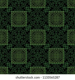 Seamless background.  Retro color pattern for paper or cover. Abstract geometrical ethnic ornament with northern motifs. Vector texture.