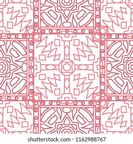 Seamless background.  Retro color pattern for fabric or paper. Abstract geometrical ethnic ornament with northern motifs. Vector texture.