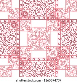 Seamless background.  Retro color pattern for fabric or paper. Abstract geometrical ethnic ornament with northern motifs. Vector texture.